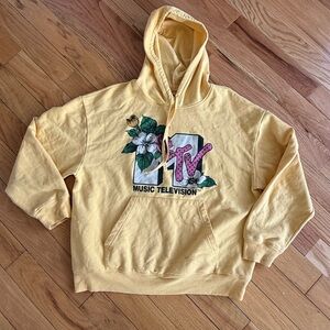 MTV Tan Hoodie with Logo Print